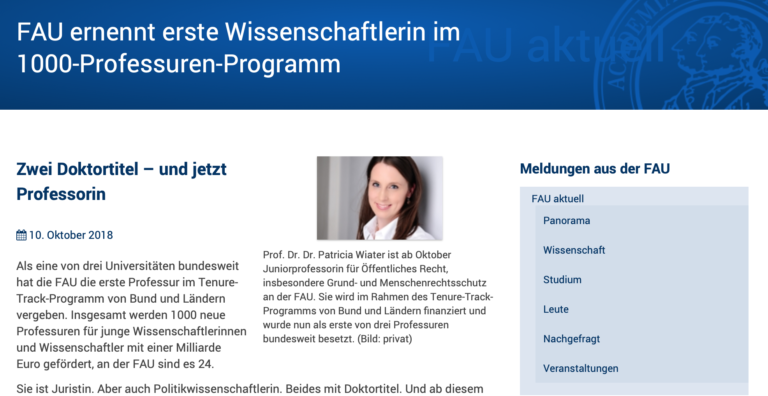 Die FAU ernennt erste Wissenschaftlerin im 1000-Professuren-Programm
