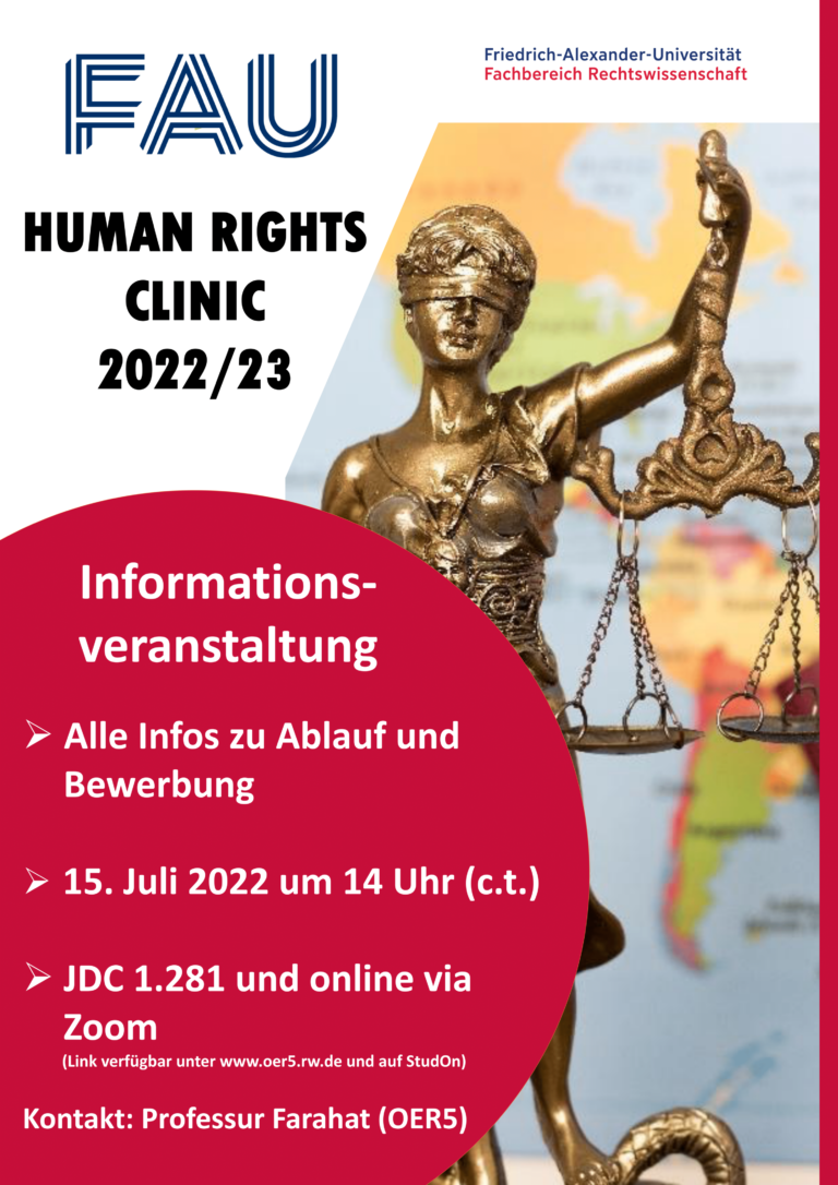 Informationsveranstaltung zur FAU Human Rights Clinic 2022/23